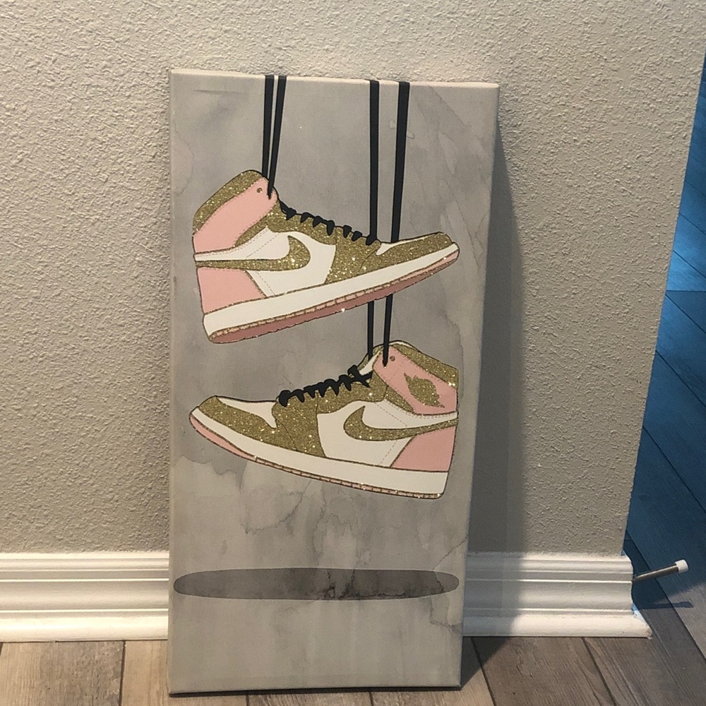 Oliver Gal Pink and Gold Sneaker Art Print